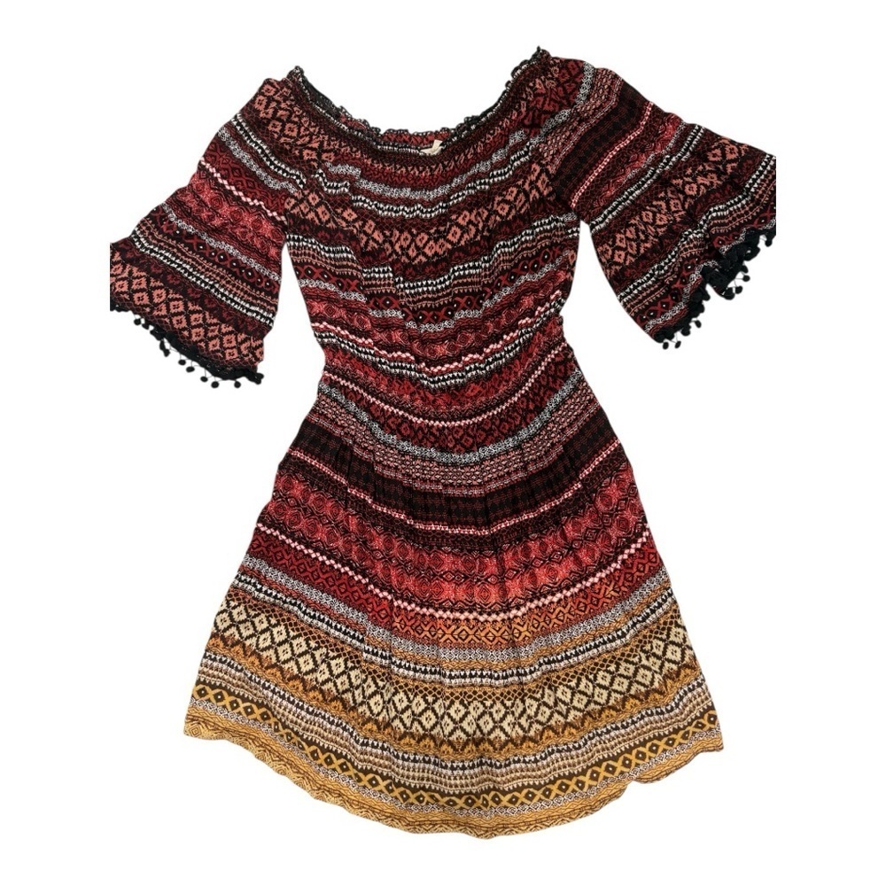 MYSTREE Bohemian Multicolor Patterned Dress